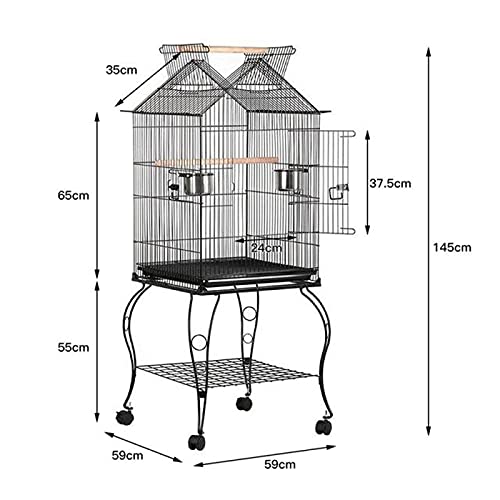 New Bird Cage Iron Bird Parrot Cage + Stainless Steel Bowl & Lockable Wheels Bird Home Bird Cage