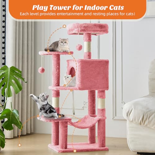 44 Inch Small Cat Tree Tower for Indoor Cats and Kittens (Pink / 44IN)