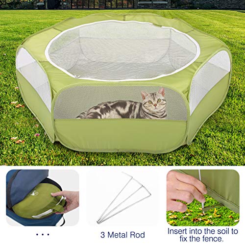 Small Animal Playpen with Zippered Cover (A-Green)