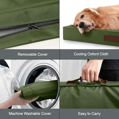 Waterproof Orthopedic Dog Crate Bed for Small Dogs & Cats (Amy Green / 23.0"L x 17.0"W x 2.5"Th)