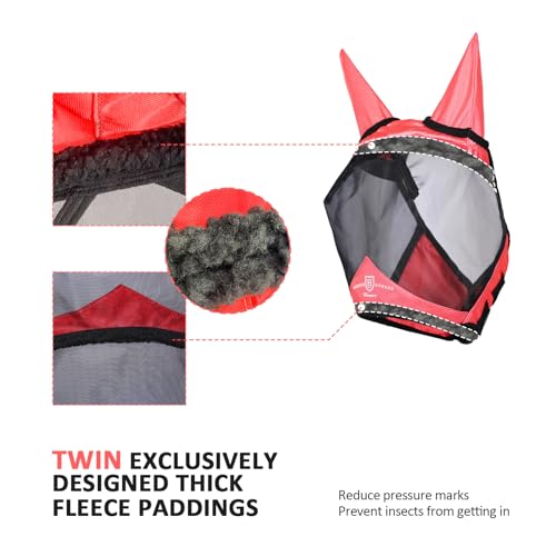 Horse Fly Mask with Ears (Coral Orange / Medium (Arabian))