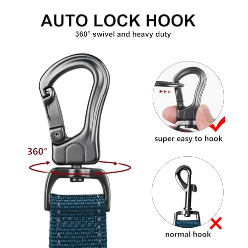 5FT 1IN Heavy Duty Dog Leash for Large Dogs with 2 Padded Handles (Blue / 1 in x 5 ft)