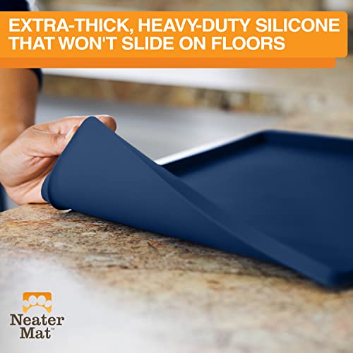 Neater Mat Pet Mats for Food and Water (19"L x 12"W / Dark Blue)