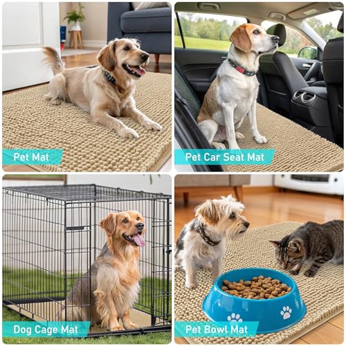 Dog Door Mat for Muddy Paws 32x20 (Beige / 32" X 20")