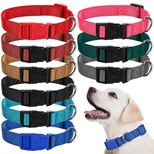 9 Pcs Adjustable Dog Collars Set for Litter (Retro Colors / Small)