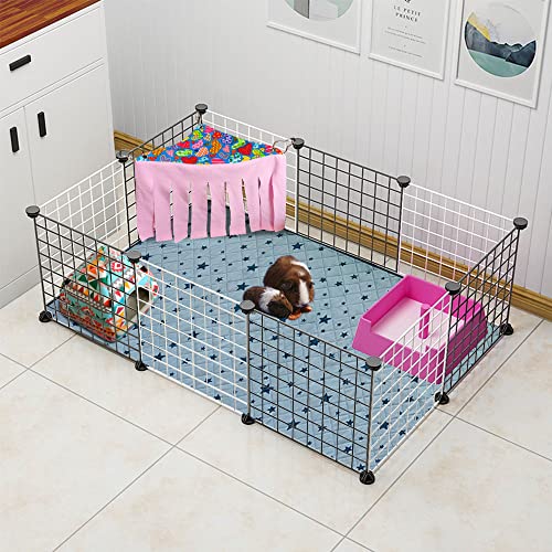 Guinea Pig Hideout Hideaway Corner Fleece Toys Cage Accessories (Pink+Purple)