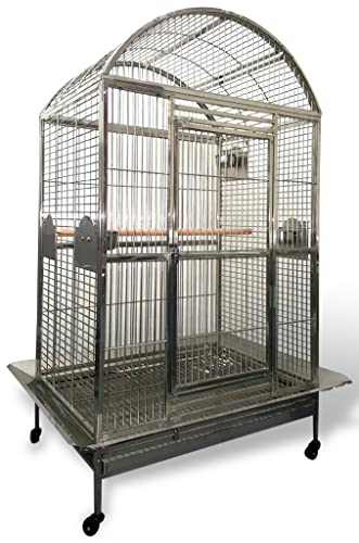 Large 304 Stainless Steel Bird Parrot Amazon Cockatoo African Grey Mini Macaw Cage Wire Dome Top