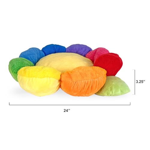 Soft Plush Small Cute and Cozy Nature Dog Cat Bed (Rainbow Flower)