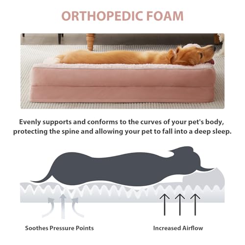 Orthopedic Washable Dog Bed (Pink / 48.0"l x 35.0"w x 7.5"th)