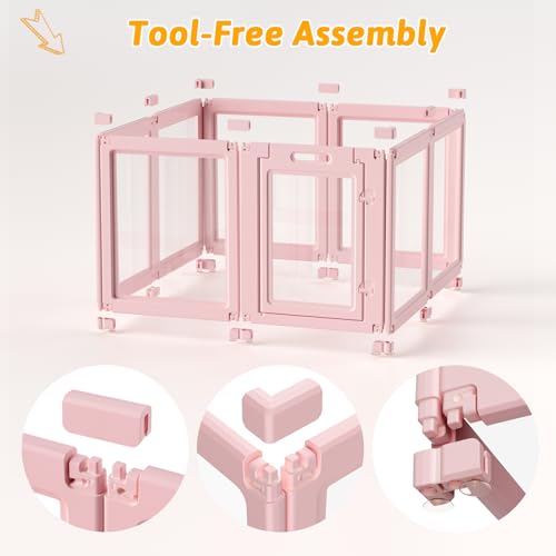 Acrylic Dog Playpen Indoor (Skin Pink / 30.3"H)