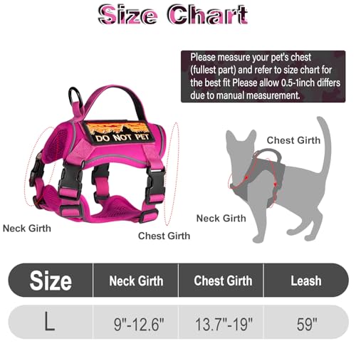 Tactical Cat Harness with AirTag Holder for Large Cats (L / Pink)