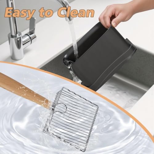 Cat Litter Scoop with Holder Stand (Long handle-9.8" with Holder)