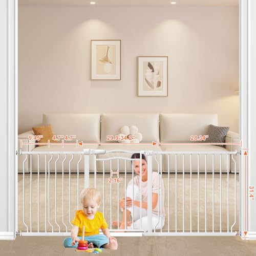 67.3 81.1 Inch Extra Wide Baby Gate (White / 67.32"-81.10")