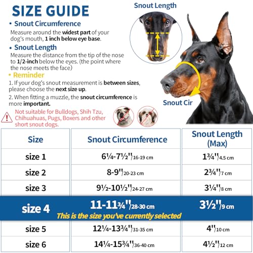 Dog Muzzle Basket Muzzle Anti Biting Chewing for Medium Large Dog (4 (Snout 11-11¾") / Black)