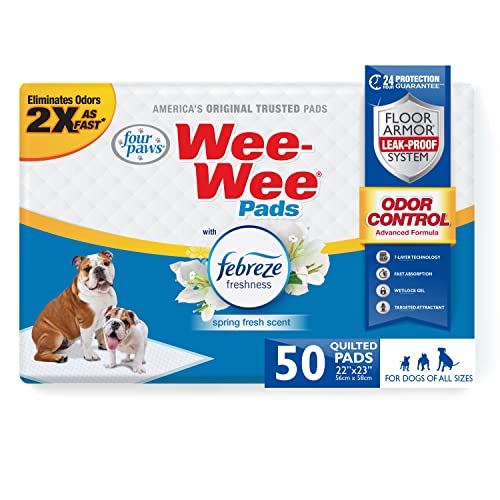 Wee Wee Odor Control with Febreze Freshness Pee Pads for Dogs & Puppies (50 Count)