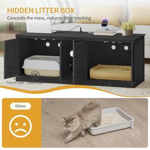 Cat Litter Box Enclosure for 2 Cats (Black)