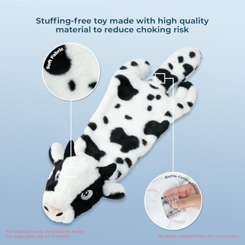 2-in-1 Stuffless Squeaky Dog Toy - Cow, Small (Cow / Small)