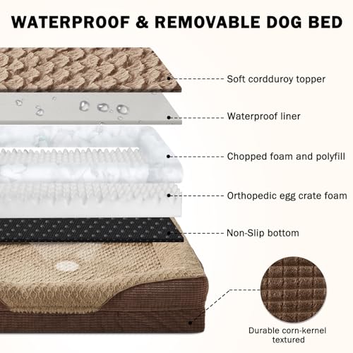 Orthopedic Dog Beds Large Sized (XL (42"x 32"x 7.5") / Brown)