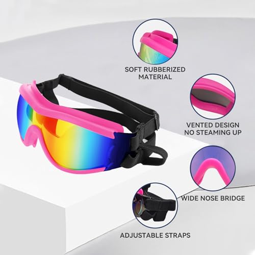 Dog Goggles for Large Breed Pet Sunglasses Eye Protection Anti (Pink / Large)