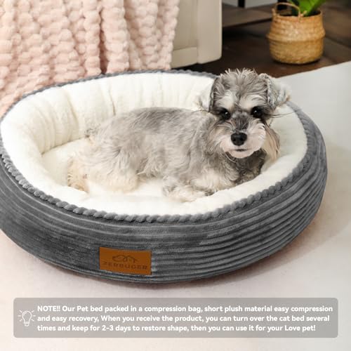 20in Light Grey Round Dog Bed Sofa for Dogs Cats (Light Grey / Small)