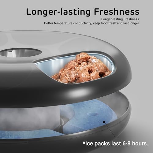 Donut Frost WiFi 6 Meal Automatic Wet Food Feeder with Ice Packs (Stainless Black)