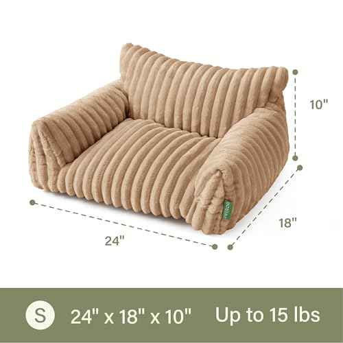 Cute Couch Bed for Pets (24.0"L x 18.0"W x 10.0"Th / Beige)