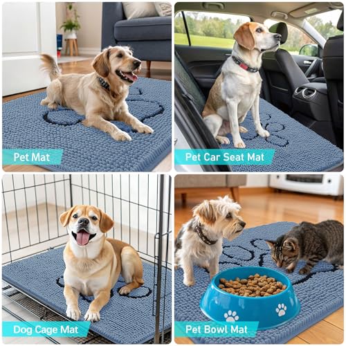 Dog Door Mat for Muddy Paws 30x20 (Airy Blue / 30" X 20")