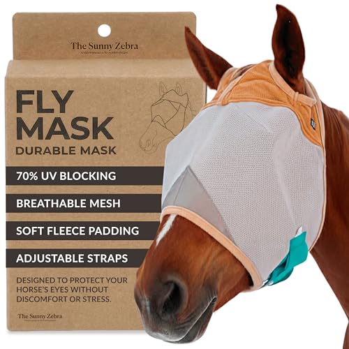TSZ Arabian Horse Fly Mask Standard No Ears UV Block 70% Breathable Flymask (Arabian Horse)