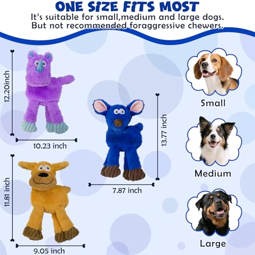 3 Pack No Stuffing Dog Toys (3-color)