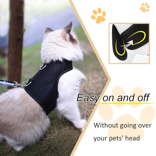 Cat Harness and Leash Set for Walking Escape Proof (Black / L 8-12 lbs)