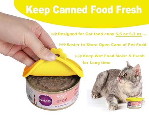 Cat Food Can Covers Lids for 5.5 oz Cans (Yellow)