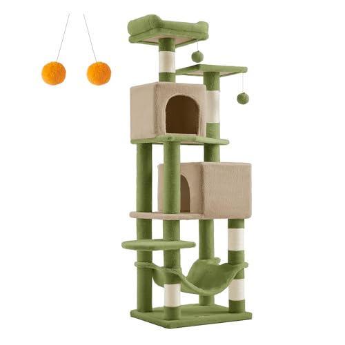 Cat Tree 59.5 (59.5 Inches / Grass Green + Camel Brown)