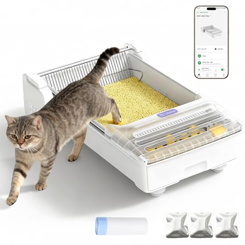 Open Top Automatic Self Cleaning Cat Litter Box (white)