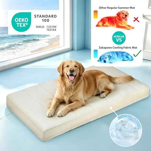 Cooling Dog Bed for Large Dogs (Dark Beige / 35"L x 23"W x 3"H)