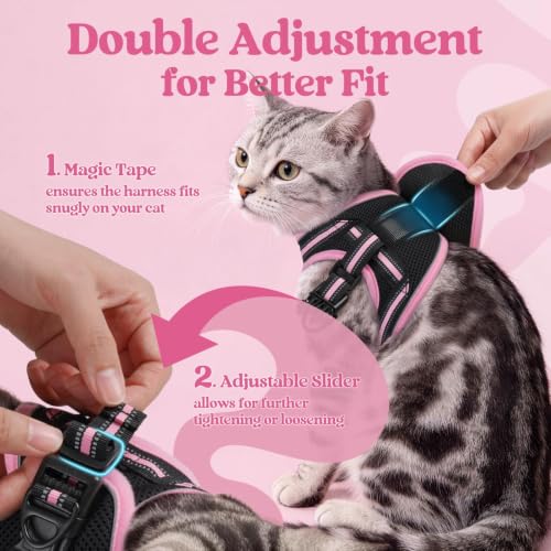 Cat Harness and Leash Set (S / Black & Pink)