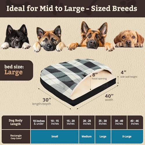 Rectangle Cozy Cave Dog Bed (Barkley Black Diamond / Large)