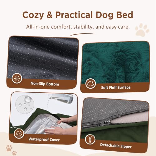 Waterproof Orthopedic Dog Beds for Large Sized Dog (36.0"L x 27.0"W x 8.0"Th / Emerald)