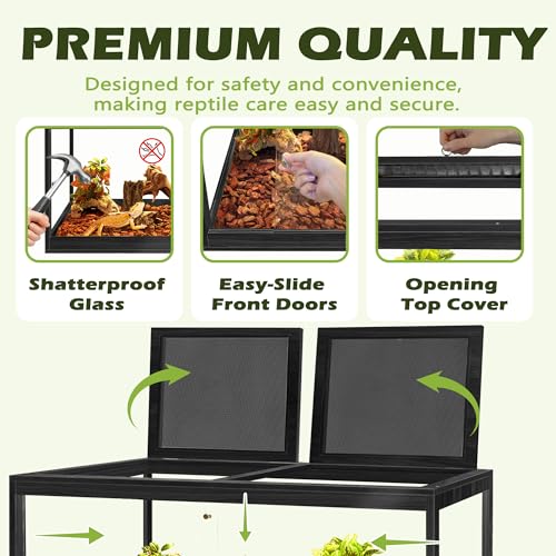 82 Gallon Bearded Dragon Tank (Black / 82 Gallon (48x19.5x19.5 Inch))