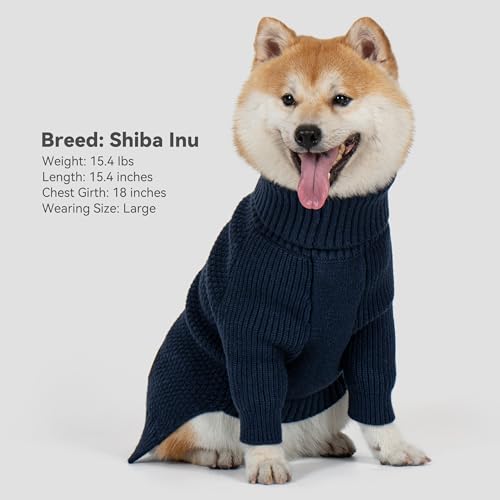 Dog Sweater Long Sleeve Warm Knitted Sweaters for Small Dogs Cats (1# Navy / Small)
