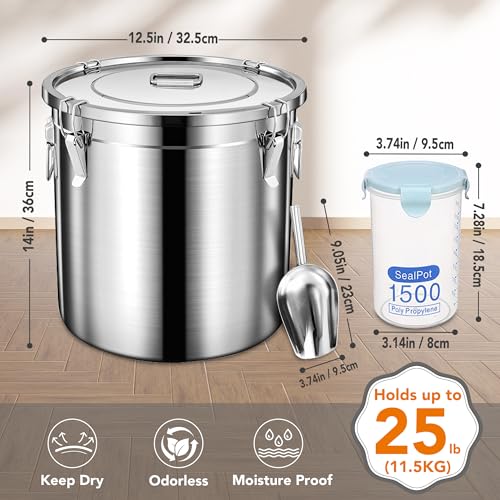 Dog Food Storage Containers (Stainless steel / 25 lb)