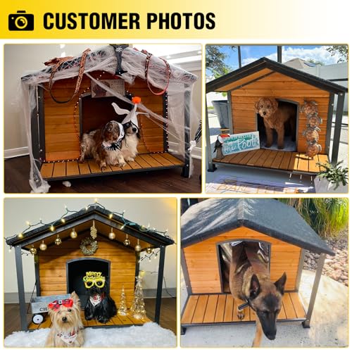 Outdoor Heated Dog House with Heating Pad Insulated Dog House with Anti
