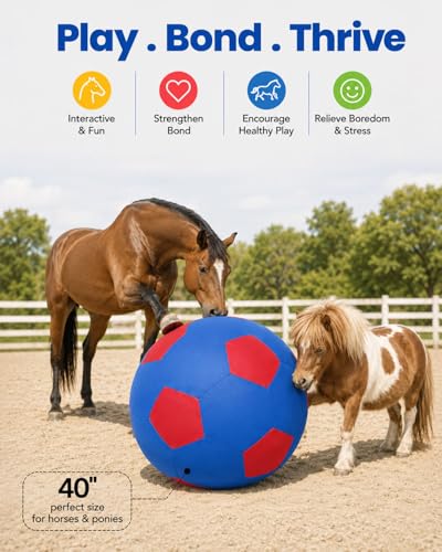 Herding Ball for Horse Ball & Cover 40" Large for Play Herding Ball Horse Toys for Horse (Blue and Red / 40 inches)