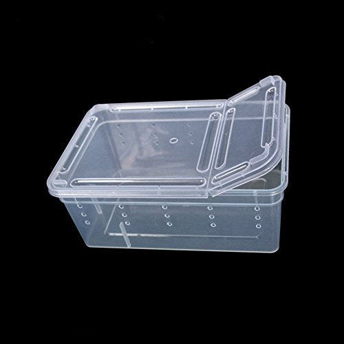 Portable Reptile Terrarium Habitat for Mini Pet Houses Breathable Holes Stackable Container (1PCS-Clear-XS)