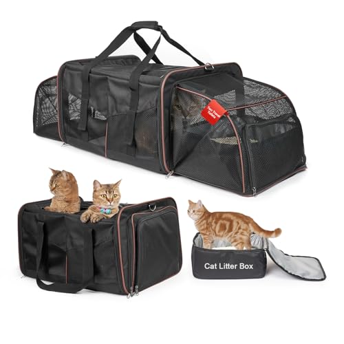 Expandable Cat Carrier for 2 Cats (Black)