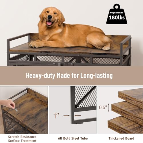 48" Dog Crate with Wheels (Brown / 36.0"L x 27.5"W x 47.2"H)