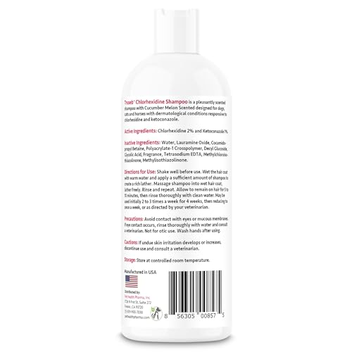 Truseb Chlorhexidine Shampoo for Dogs Cats & Horses with Aloe Vera