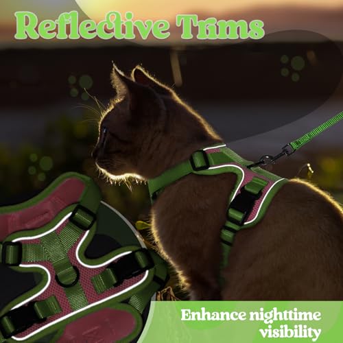 Cat Harness and Leash Set (Pink & Light Green / Xxs)