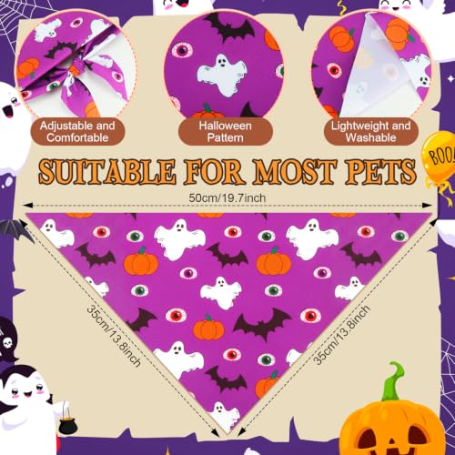 50 Pcs Halloween Dog Bandanas Bulk for Small Dog Lover Gifts (Ghost Pattern / 19.7 x 13.8 x 13.8 Inch)