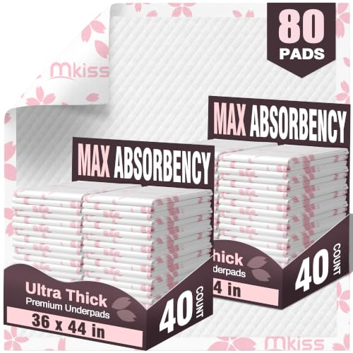 80 Count Extra Large Disposable Bed Pads 36" x 44" Incontinence Pads (36"x44"-80count)