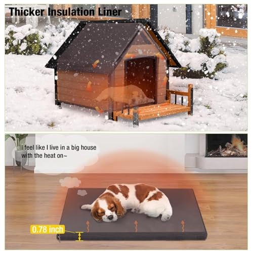 Heated Dog House Outdoor with Insulated Liner